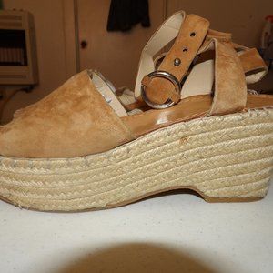 Dolce Vita Camel Brown Suede Espedrille Wedge Sandal Sz 9.5